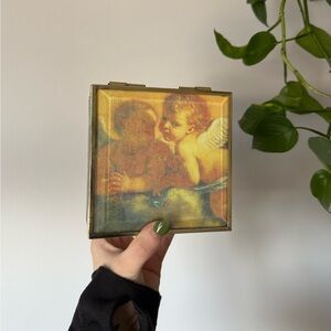Cherub Glass & Brass Trinket Box 🪽